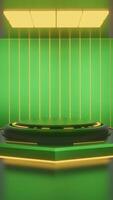Green and glow luxury podium pedestal product display and blue box portrait background gaming and technology 3d rendering video