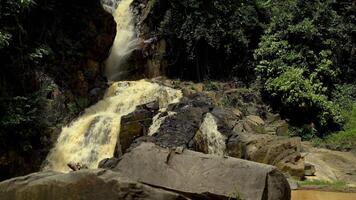 Wild Waterfall after rain in the jungle among stones video