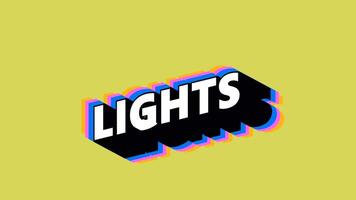 LIGHTS Text in Graffiti Style with Color-Changing Background video