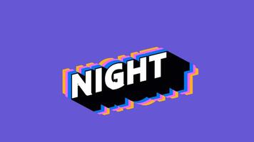 NIGHT Text in Graffiti Style with Color-Changing Background video