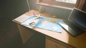 Cinematic 3D Scene of Miniature Airplane Taking Off Next to Israeli Passport and Boarding Pass on Table Travel and Adventure Visual Concept video