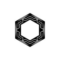 Geometric Hexagon Frame, Black White Minimalist vector