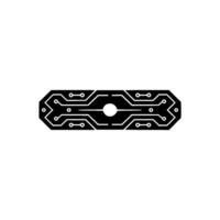 Minimalist Tech Circuit Board , Glowing Center Element, Illustration vector
