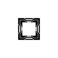 Futuristic Frame Black Geometric Tech on White vector