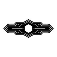 Techy Circuit Board Emblem Black White Minimalist vector