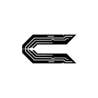 Sleek Tech Futuristic Circuit Board Element on White vector