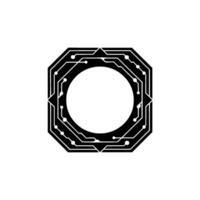 Geometric Circuit Board Emblem With Glowing Details vector