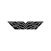 Modern Geometric Winged Abstract Black Shape on White vector
