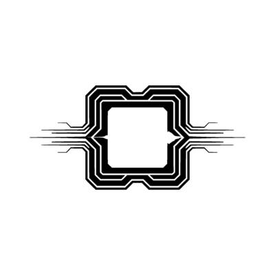 Abstract Tech Circuitry and Digital Data Flow on White Background