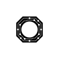 Minimalist Circuit Board Octagon Core on White Background vector