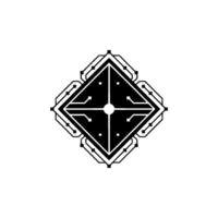Geometric Tech Emblem on Grey Background vector