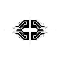 Futuristic Circuit Board , Symmetric Tech Element vector