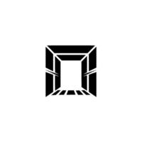 Abstract Tunnel Perspective Illustration, Black White Geometric vector