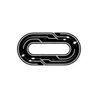 Abstract Futuristic Oval With Glossy Black and White Elements vector