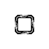 Futuristic Tech Frame Black White Geometric on White Background vector