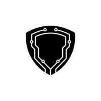 Cyber Security Shield Black and White Digital Circuitry vector