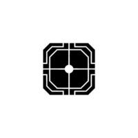 Geometric Abstraction Black and White Octagonal Target on White Background vector