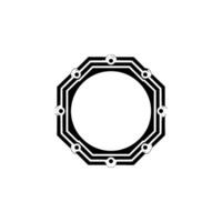 Abstract Circuitry Frame With Circle, Tech , Minimalist vector
