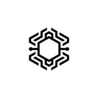 Minimalist Tech Hexagon Maze With Circuit Lines vector