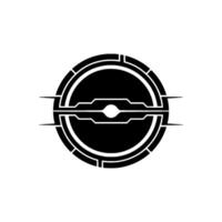 Futuristic Circular Tech With Glowing Core. Minimalist . vector