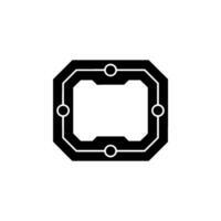 Geometric Black and White Tech Symbol on Light Gray Background vector