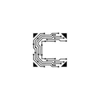 Circuit Board Letter C Tech, Digital, Minimalist vector