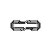 Geometric Abstract Intertwined Black Lines on White vector