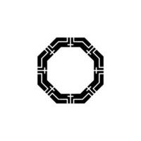 Geometric Octagon Frame in Black and White, Modern Element vector