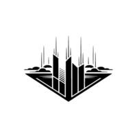 Art Deco Skyline , Abstract Black and White Illustration vector