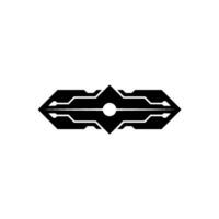 Tech Abstract Black Geometric Form on White, Futuristic vector