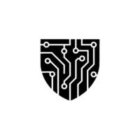 Cyber Shield Minimalist Tech Security on White vector