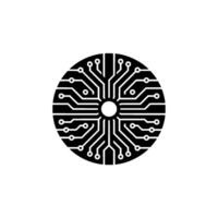 Circular Circuit Board on Gray Technology, Ai, Minimalism vector