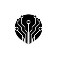 Minimalist Circuit Board in Black and White, Tech vector
