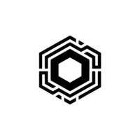 Modern Hexagon Geometric Black White Symbol vector