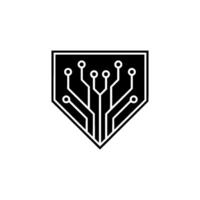 Minimalist Shield Circuit Board Tech, Security, Cyber vector
