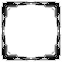Futuristic Tech Frame Border, Black and White Illustration vector