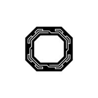 Geometric Tech Abstract Black White Circuit Board vector