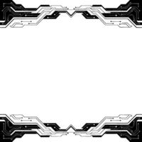 Modern Tech Circuit Board Frame Black and White Digital Background vector