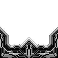 Modern Tech Abstract Circuit Board Border in Black White vector