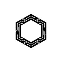 Futuristic Hexagon Circuit Board Emblem, , Minimalist Tech vector