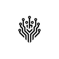 Minimalist Tech Circuit Board Tree on Light Gray vector