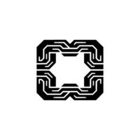 Abstract Geometric Emblem in Black and White on White Background vector
