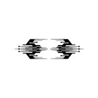 Abstract Tech Circuit Board Halves, Minimalist Black White vector