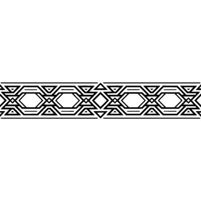 Geometric Border Ornament Black Tribal Pattern on White Background