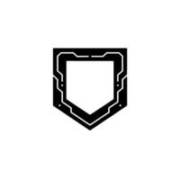 Tech Shield Black White Circuitry Emblem on White vector