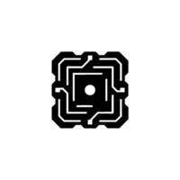 Geometric Microchip Minimalist Black White vector