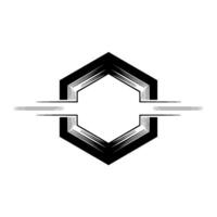 Geometric Abstract , Black Hexagon With Speed Lines, Modern vector
