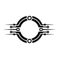 Abstract Tech Circuit Element Black White Minimalist vector
