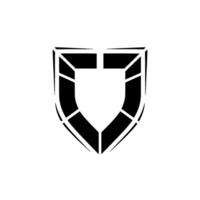 Geometric Black Shield on White Minimalist Security vector
