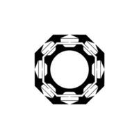 Geometric Octagon With Circle Abstract Black and White vector
